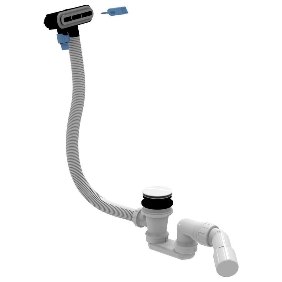 Verlengde afvoer- en overloopcombinatie afvoer stone white overloop chroom U90959161