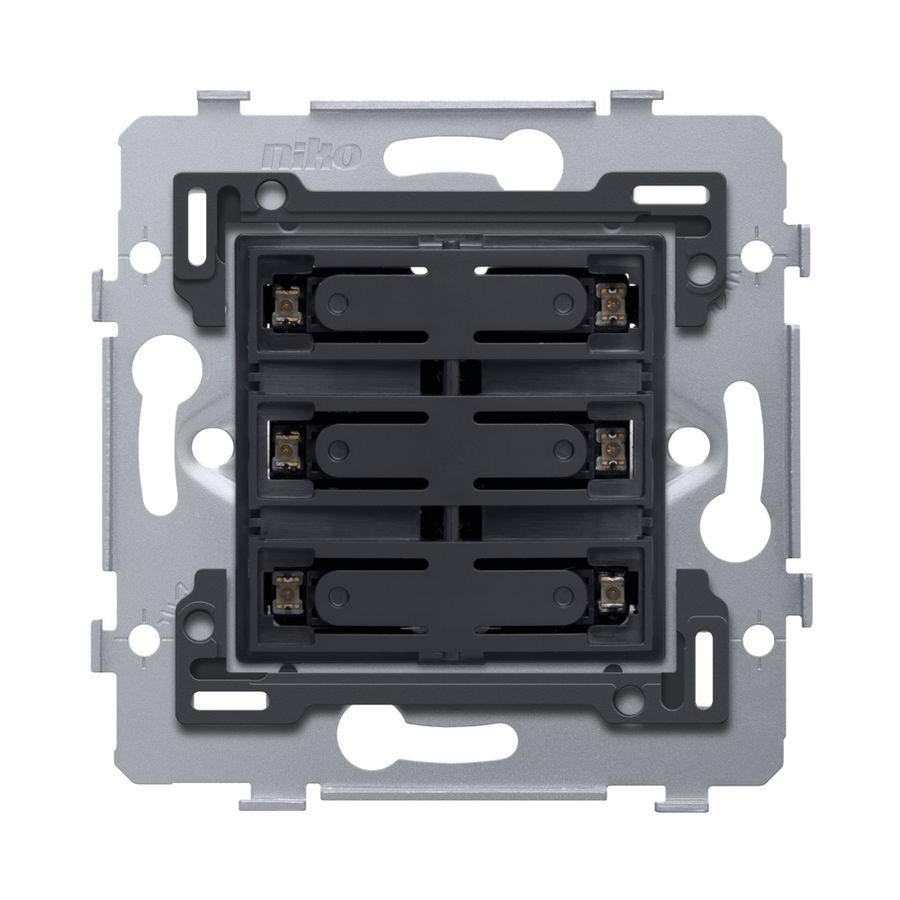 Sokkel 6-voudige pot.vrije drukknop 24V N.O. witte leds