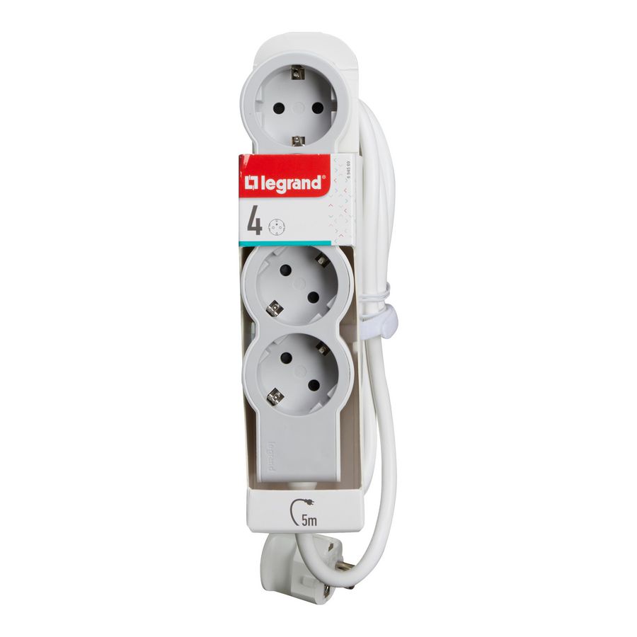Contactdoos standaard 4x2P + A 5m. wit-grijs VVE=10