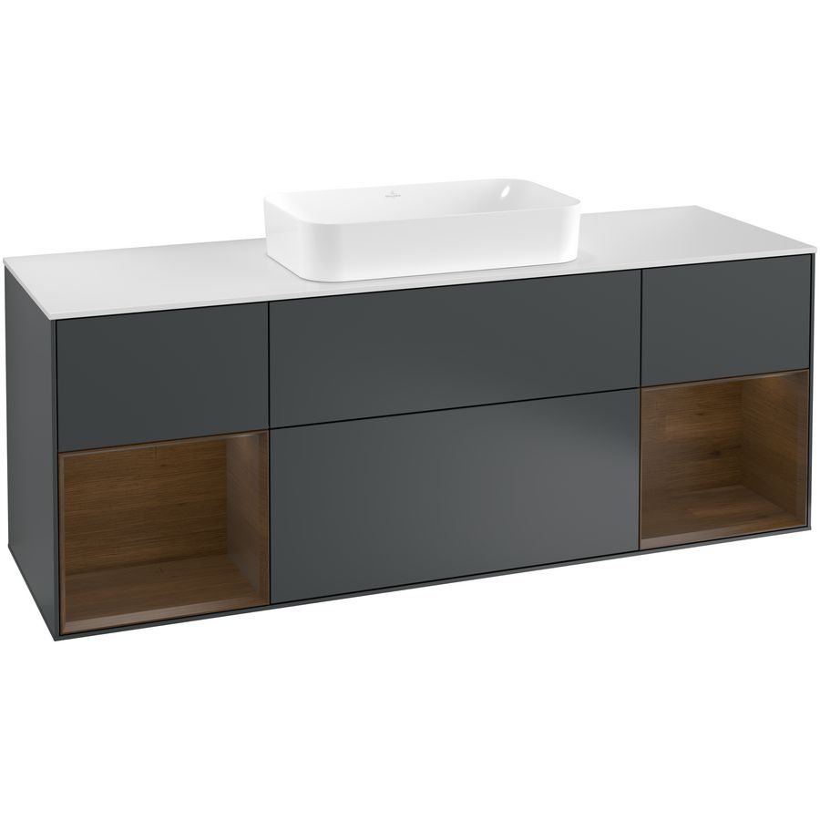 Wastafelonderkast Finion 1600x603x501mm Mid.Blue Matt Lacquer G331GNHG
