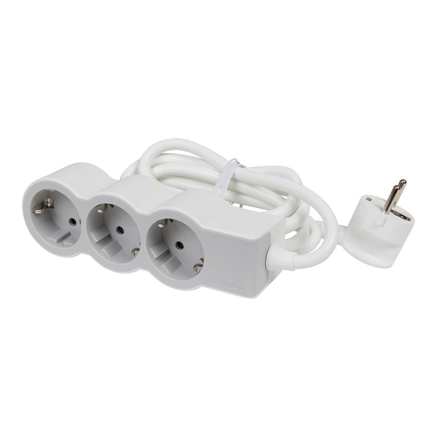 Contactdoos standaard 3x2P + A 5m. wit-grijs VVE=10