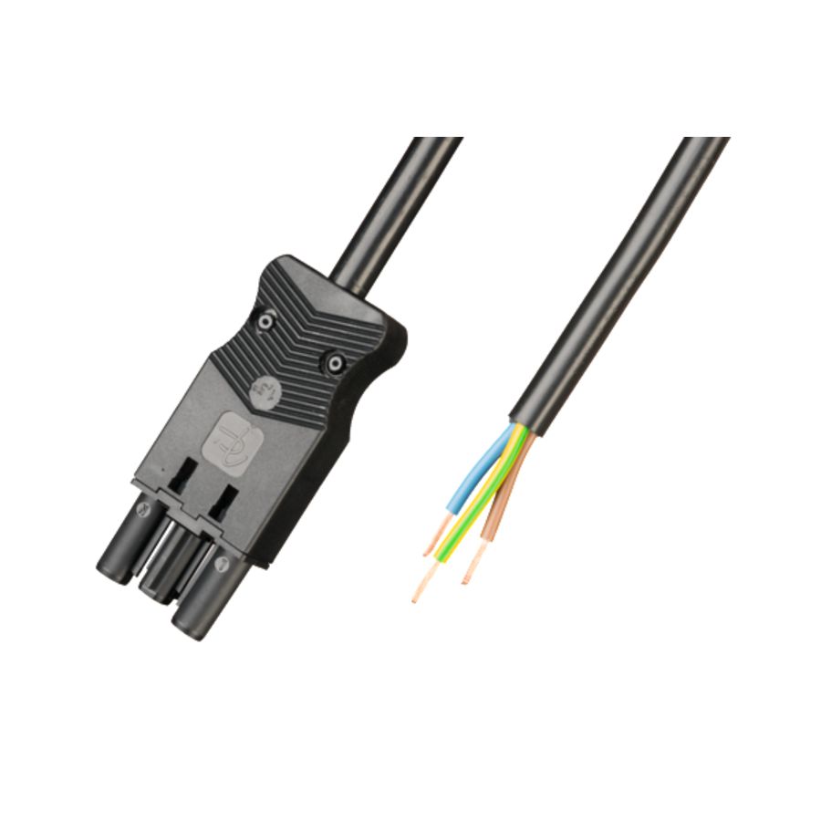 Aansluitsnoer male 3-polig 0,75mm² 50cm zwart Eca
