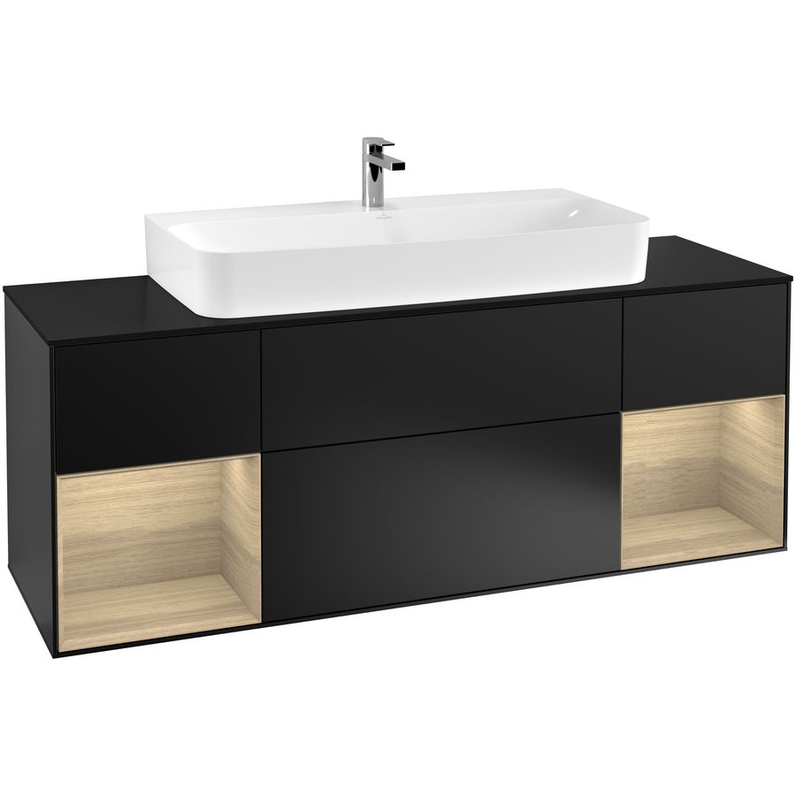 Wastafelonderkast Finion 1600x603x501mm Black Matt Lacquer G212PCPD