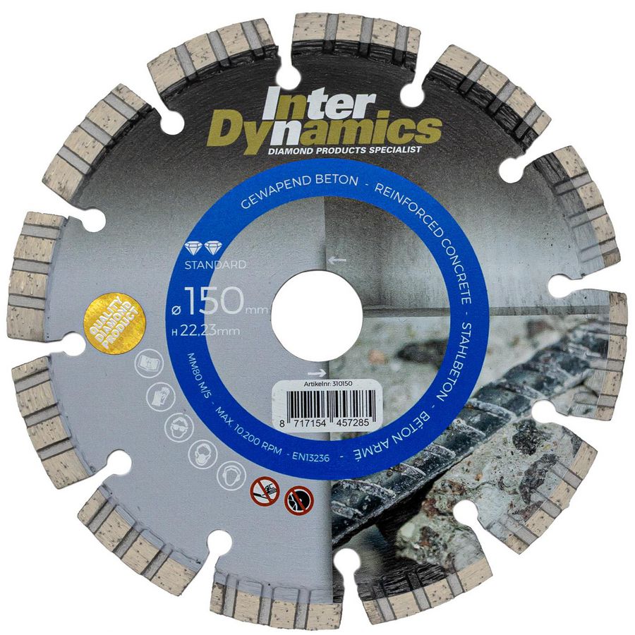 Beton Standard diamantzaagblad 150mm asgat 22.23mm