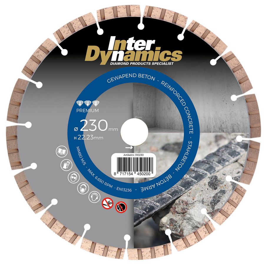 Beton Premium diamantzaagblad 230mm asgat 22.23mm