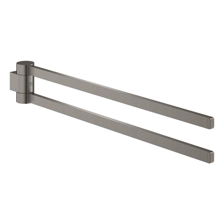 Selection handdoekhouder dubbel 41063AL0 hard graphite geborsteld (mat donker grijs)