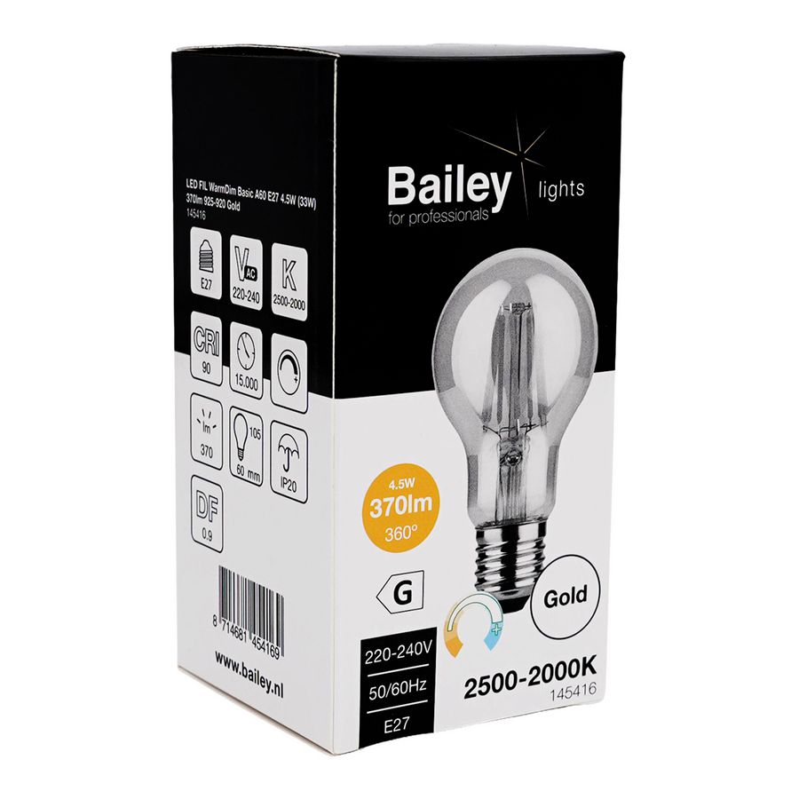 LED-lamp A60 WarmDim Basic E27 4.5W 33W 370lm 925-920 goud