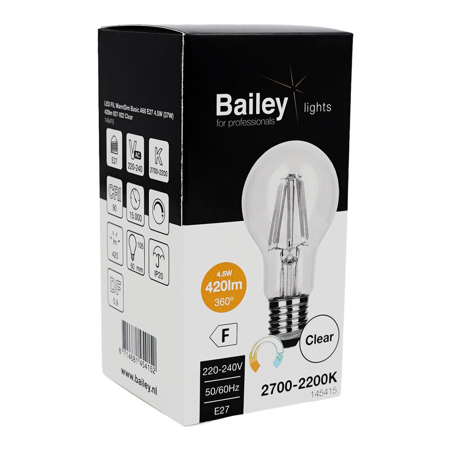 LED-lamp A60 WarmDim Basic E27 4.5W 37W 420lm 927-922 helder