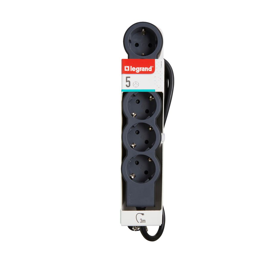 Contactdoos standaard 5x2P + A 3m. zwart VVE=10