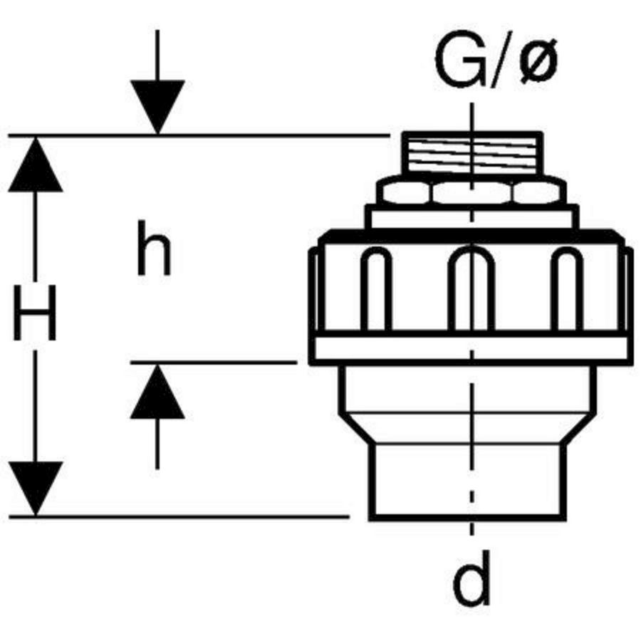 Polyethyleen (PE) overgangskoppeling messing draadnippel 40/3/4"bu.dr.