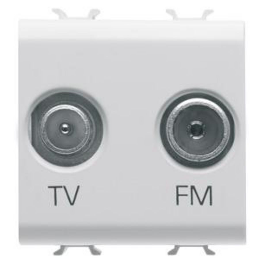 SOCKET-OUTLET TV-FM-DIRECT-2 MODULES-SATIN WHITE-CHO