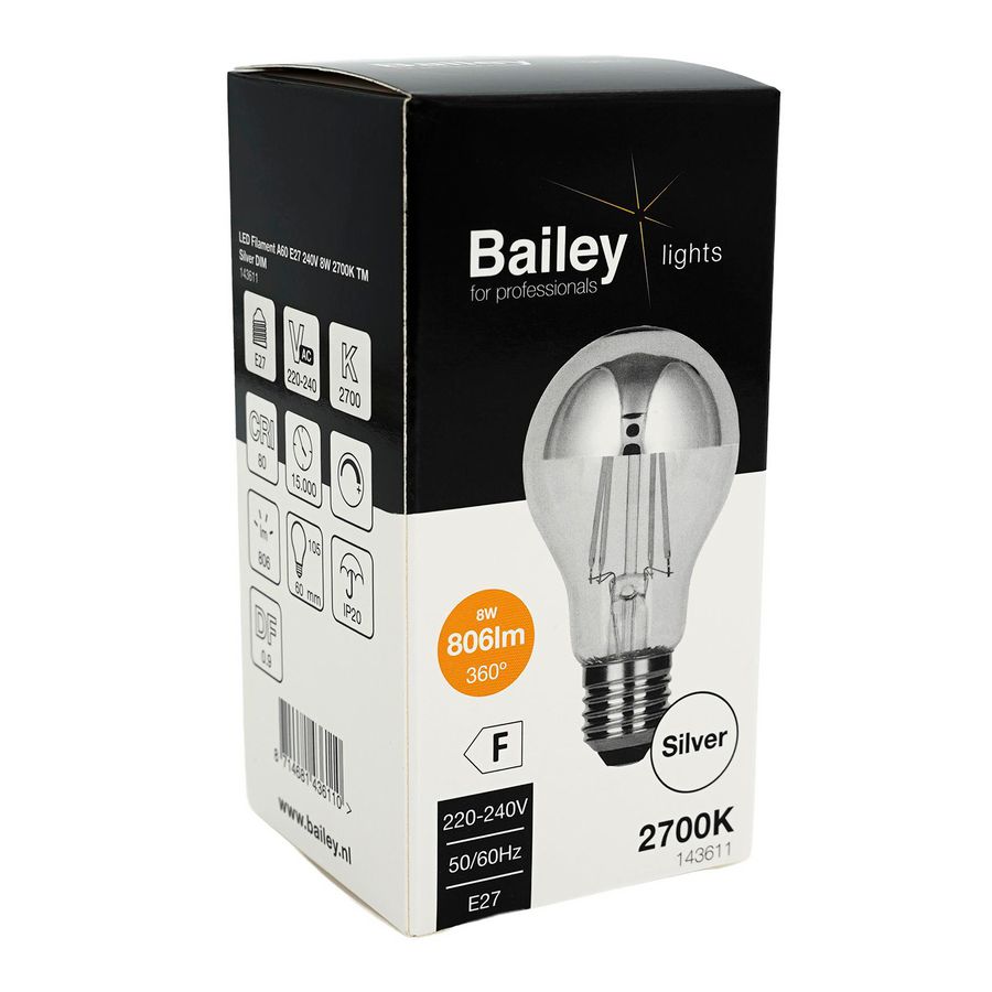 LED-lamp A60 TM SIL FIL E27 DIM 8W 60W 806lm 827 zilver