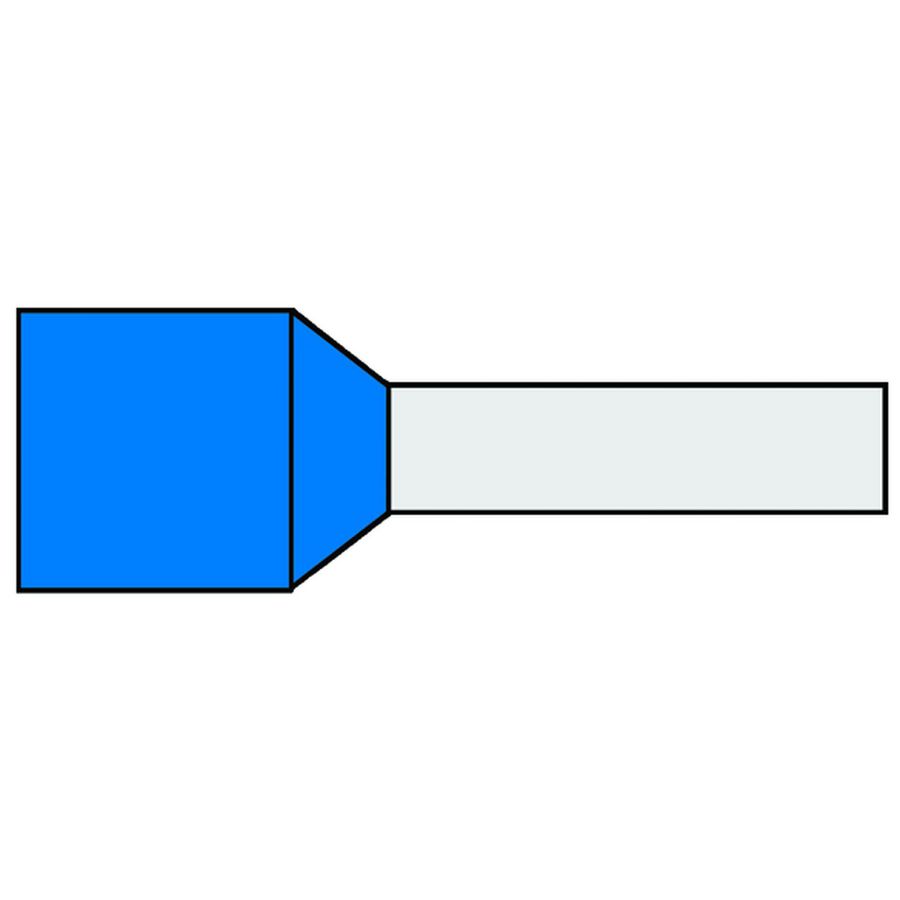 Zak a 500st. Adereindhuls geisol. 0,25mm² Blauw 6mm afw.