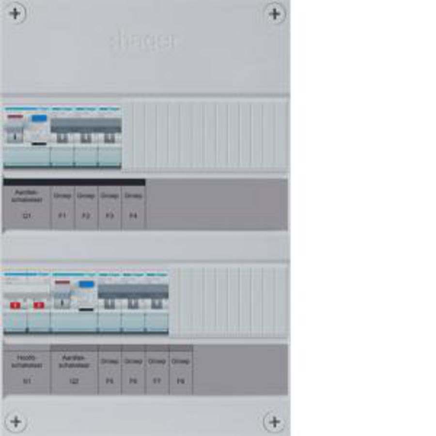 Groepenkast 6-groepver. HS 2xALS 30 mA 1F excl. buisinvoer