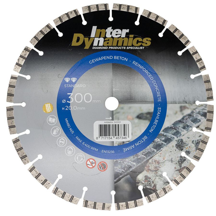 Beton Standard diamantzaagblad 300mm asgat 20.0mm