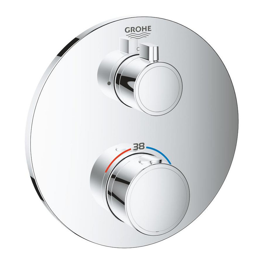 Afbouwdeel Grohtherm chroom rond zonder omstel excl. inbouwbox