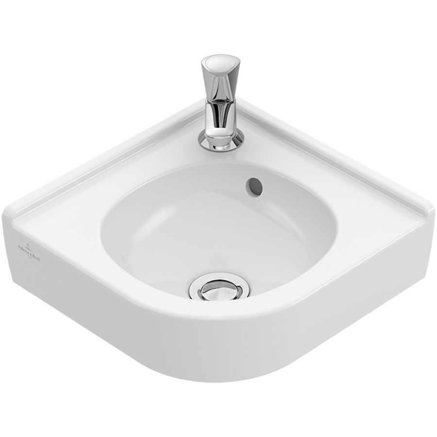 O.novo hoekfontein 320mm wit alpin met kraangat + overloop