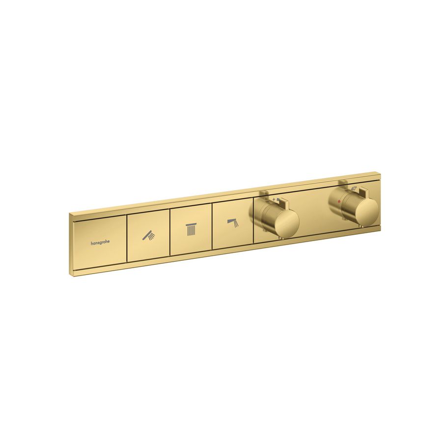 RainSelect thermostaat inbouw voor 3 functies Polished Gold Optic