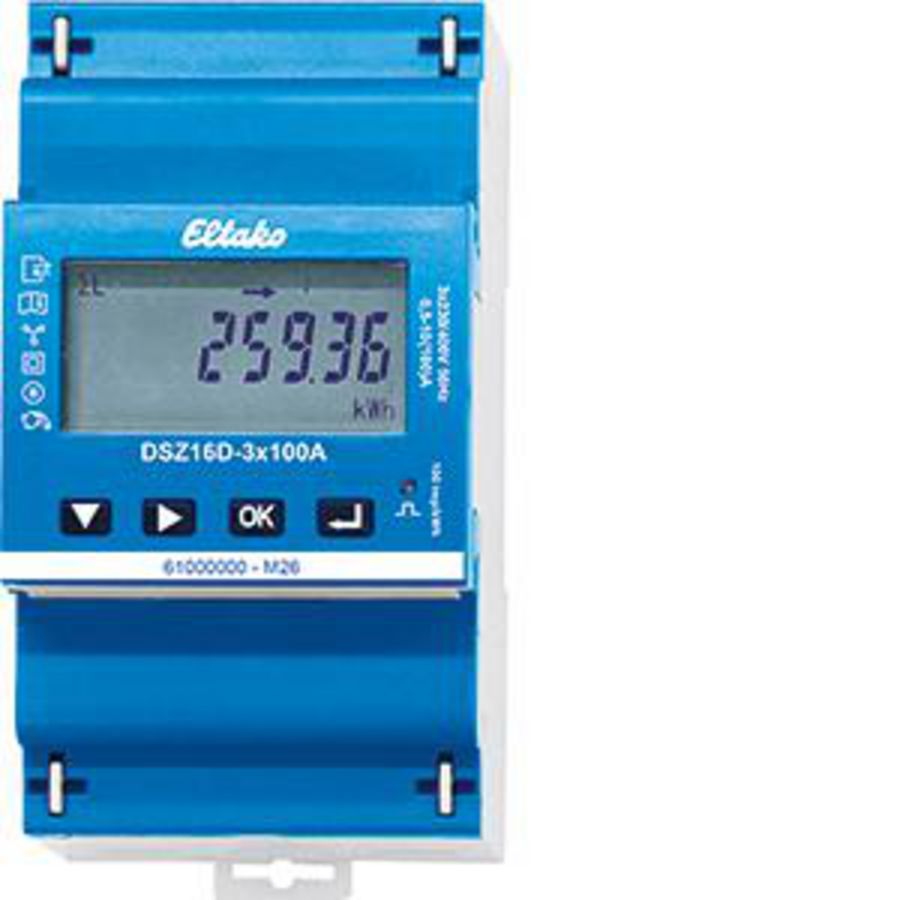 3-fase kWh meter voor max. 3x100A, DSZ16D-3x100A MID MOD S0