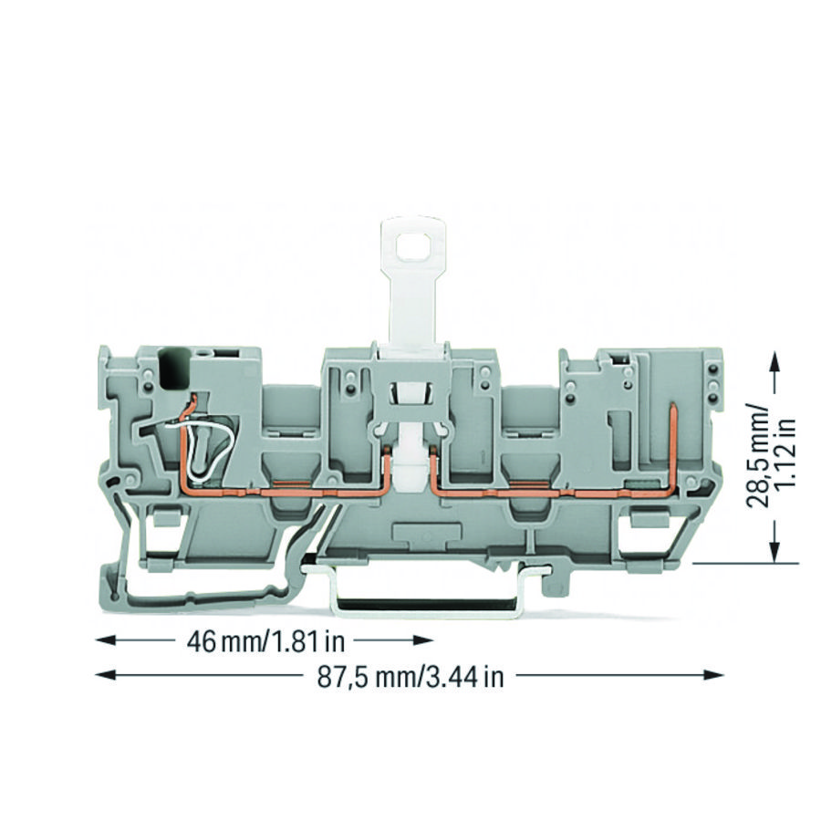 1-draads/1-pins scheidingsbasisklem 2-voudige dwarsb VVE=50