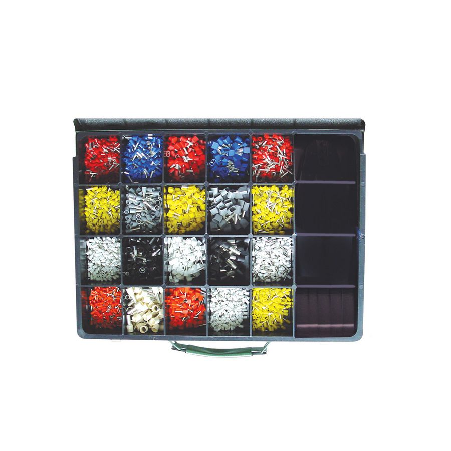 Assortiment geisol. adereindhulzen in metalen kist afwijkend