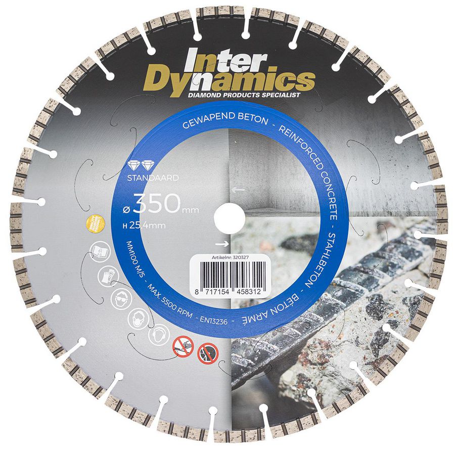 Beton Standard diamantzaagblad 350mm asgat 25.4mm