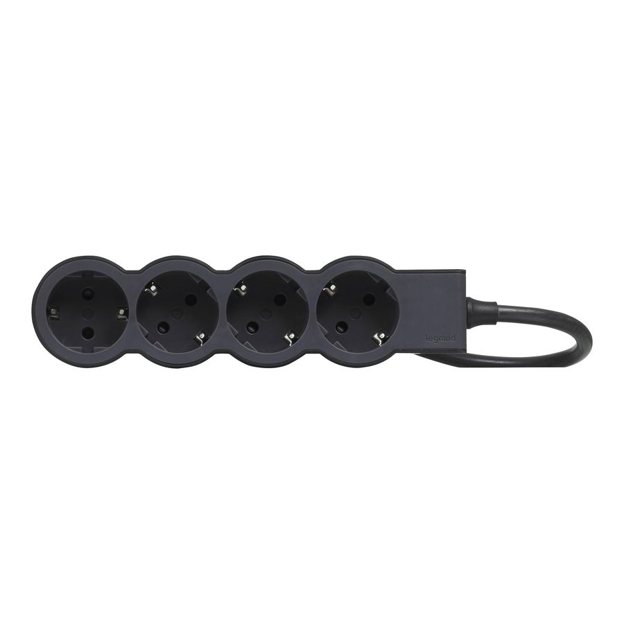 Contactdoos standaard 4x2P + A 1,5m. zwart VVE=10