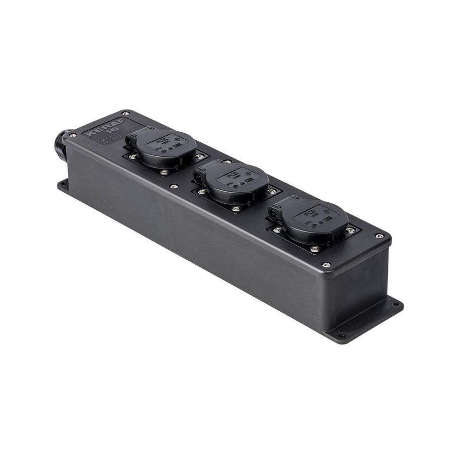 Snoercentrale 3-voudig 16A 250V penaarde zwart VVE=2