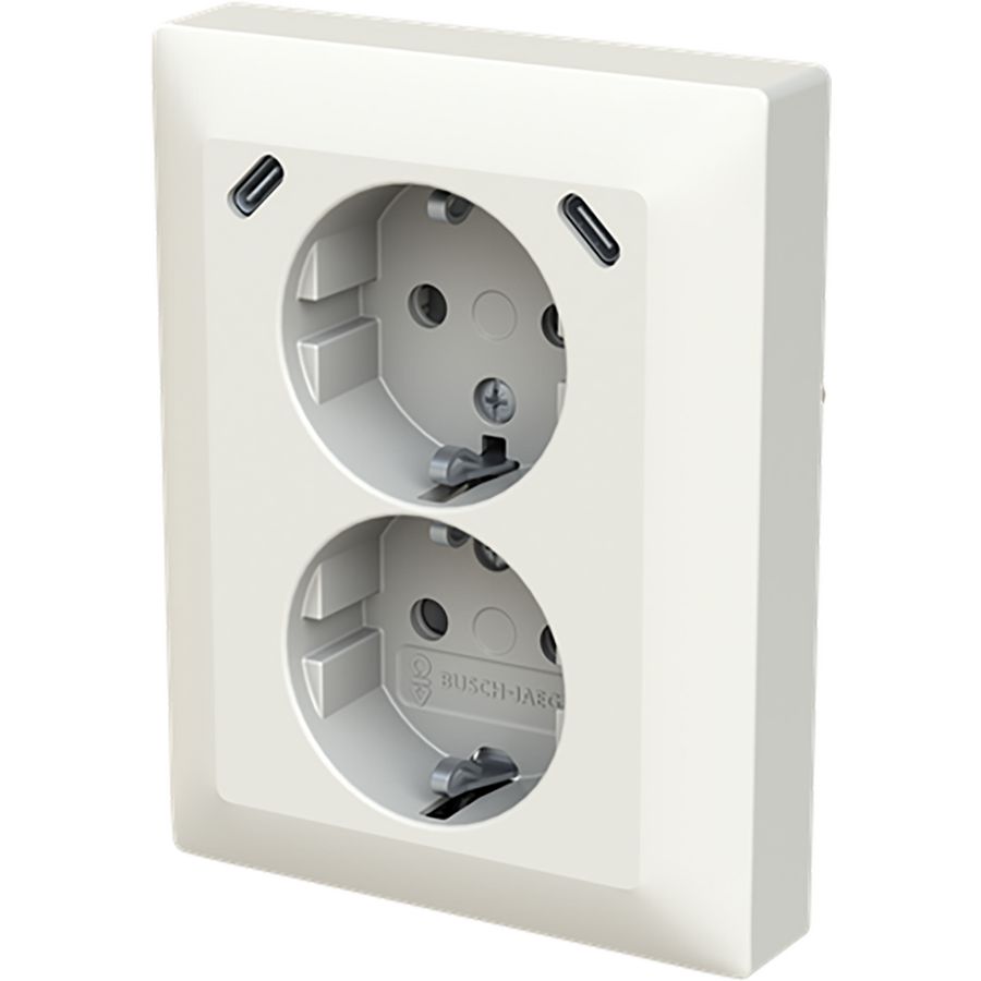 wandcontactdoos ra dubbel kv + USB-C/C inbouw Balance alpinwit
