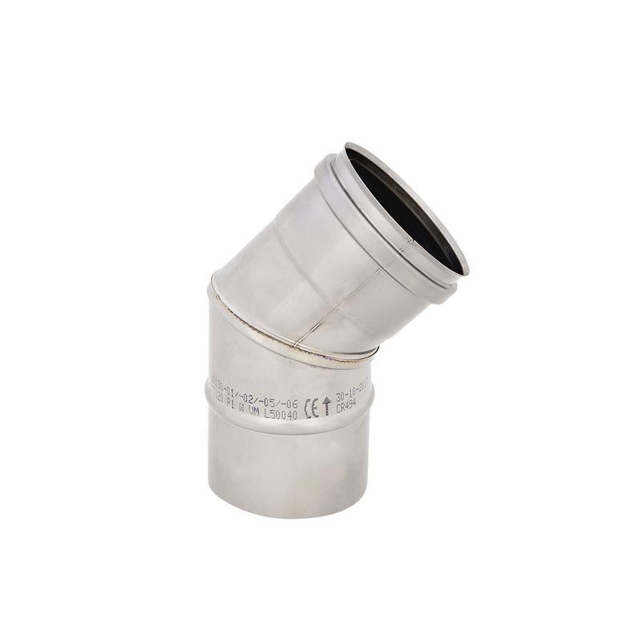 Rookgasbocht RVS 45° + EPDM-ring Nf-80