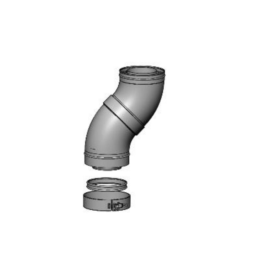Set a 2 st. bocht galva-RVS Ø150/100 45° glad zwart