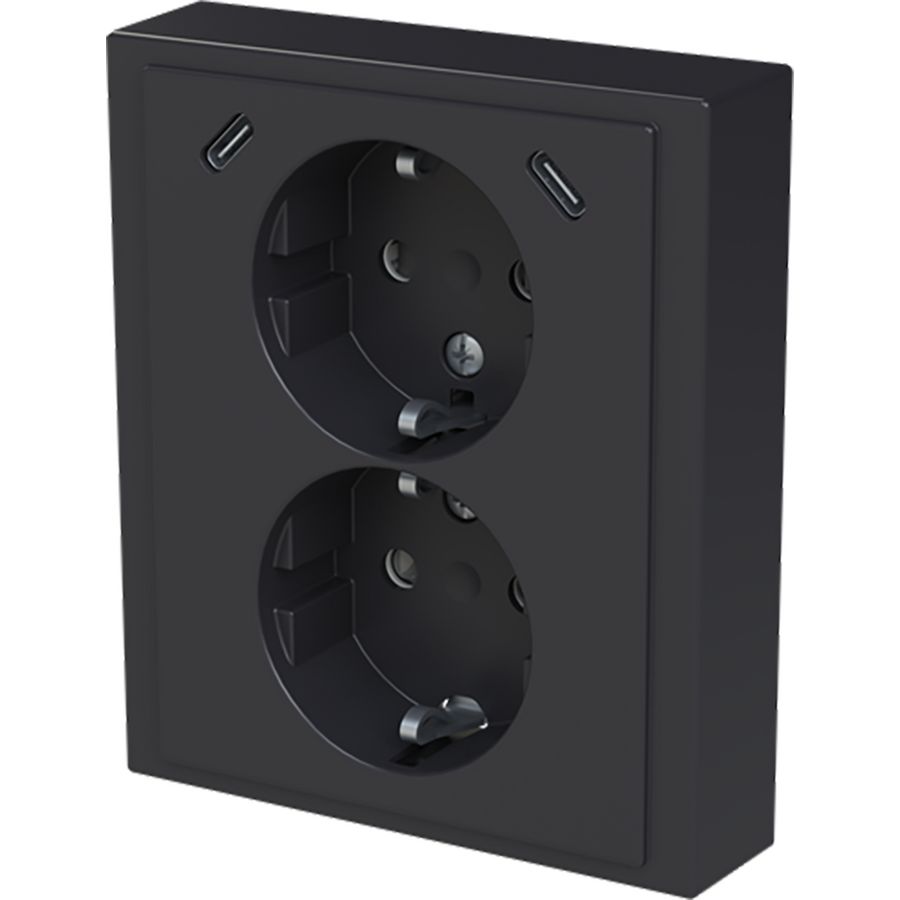 wandcontactdoos ra dubbel kv + USB-C/C inbouw Future antraciet