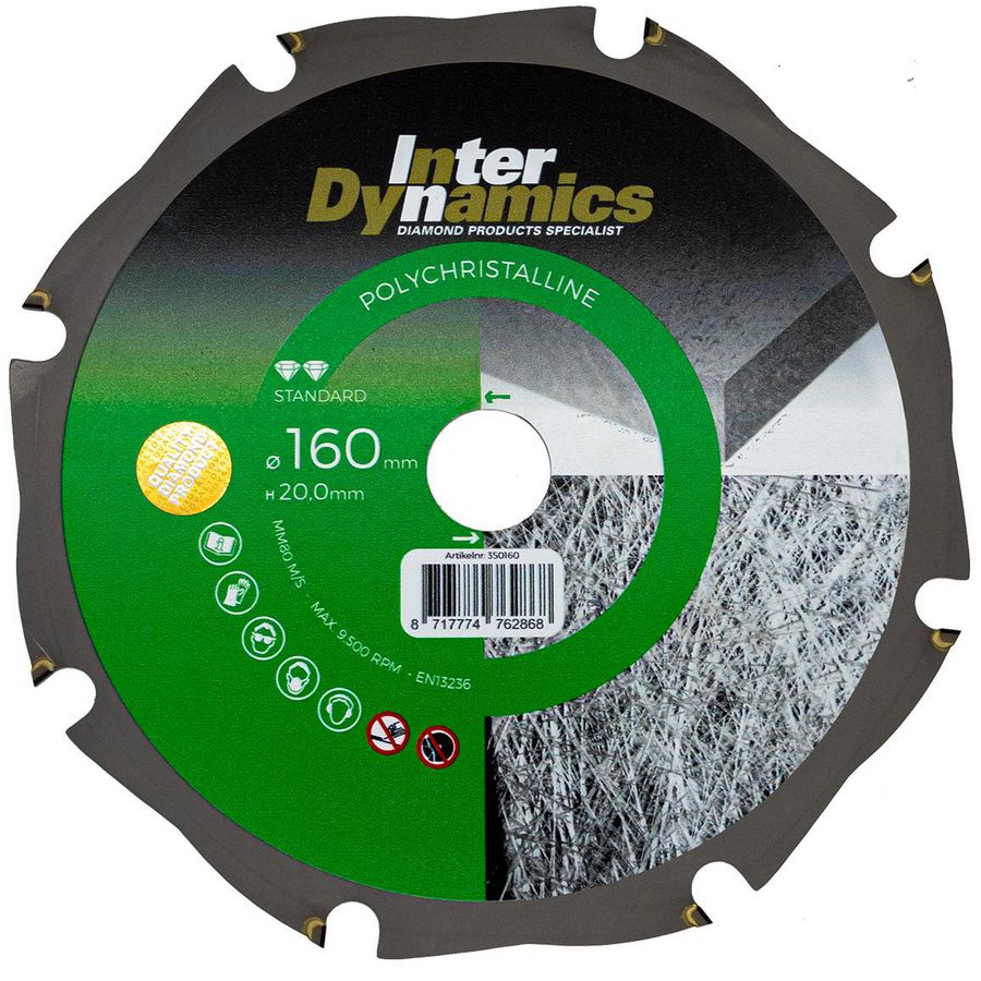 Polychristalline diamantzaagblad 160mm asgat 20.0mm