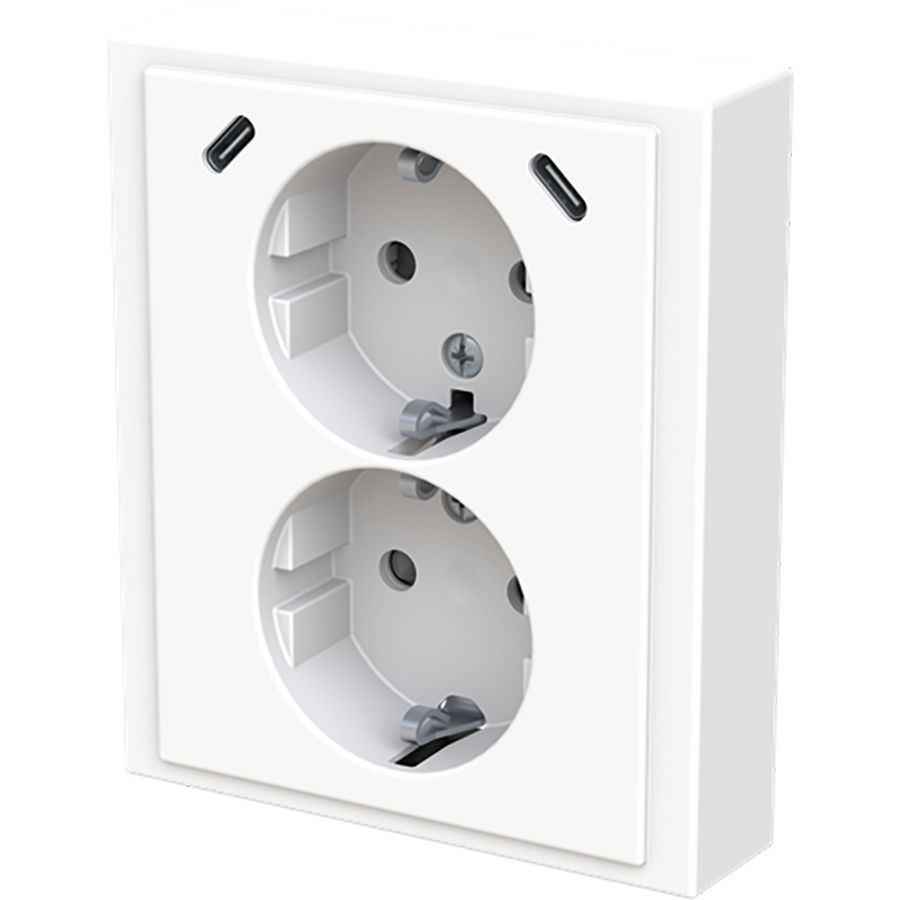 wandcontactdoos ra dubbel kv + USB-C/C inbouw Future studiowit
