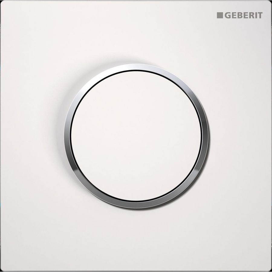 Urinoirsturing pneumatisch type 10 ROUND wit/chroom