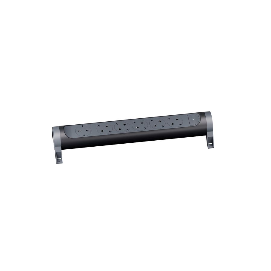 Contactdoos standaard 6x2P + A z.snoer zwart VVE=5