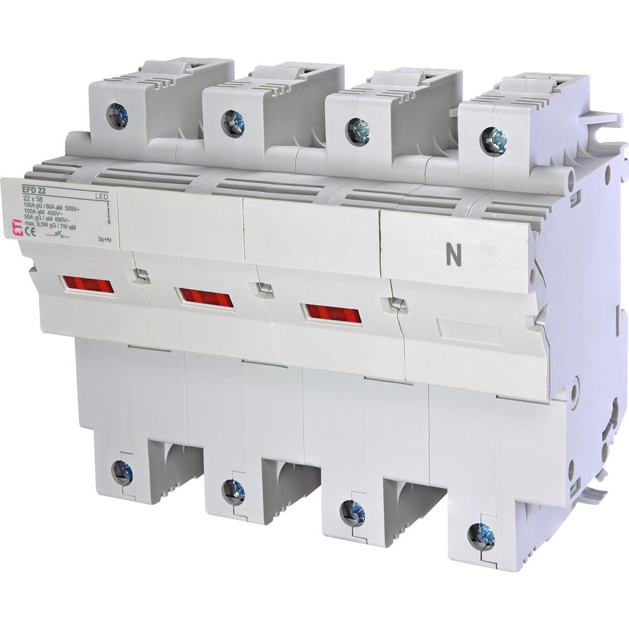 Smeltpatroonschakelaar 100A EFD22 LED 3P+N
