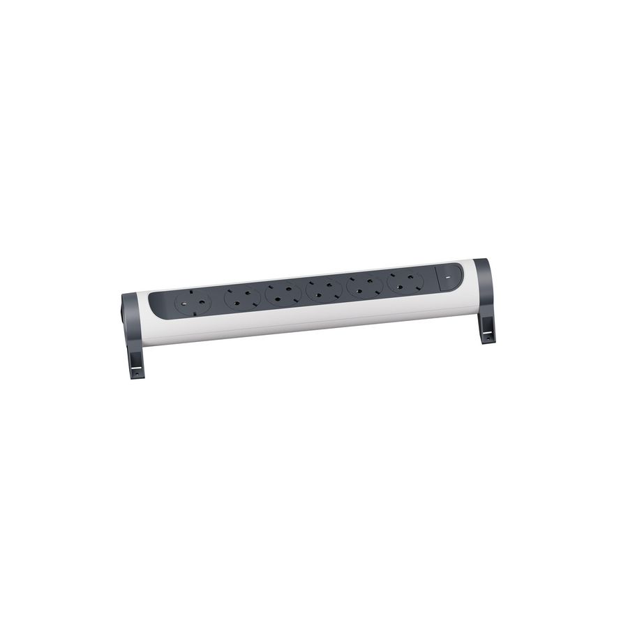 Contactdoos standaard 6x2P + A z.snoer zwart-wit VVE=5