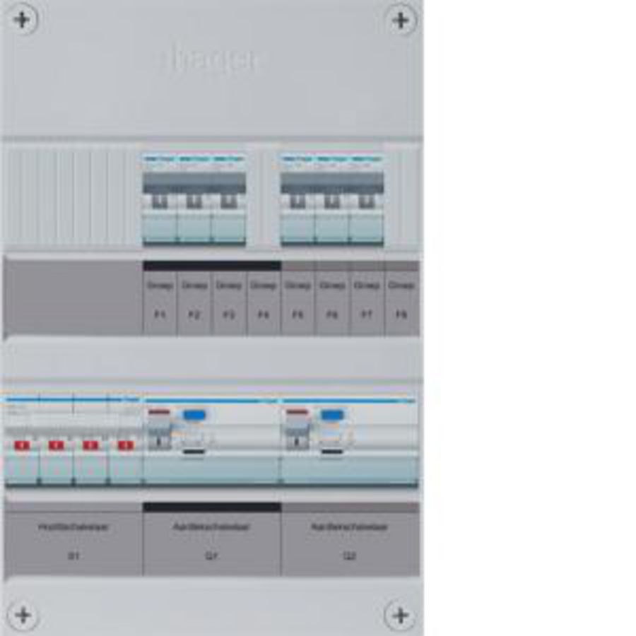 Groepenkast 6-groepver. HS 2xALS 4P 30mA 3-fase excl. buis