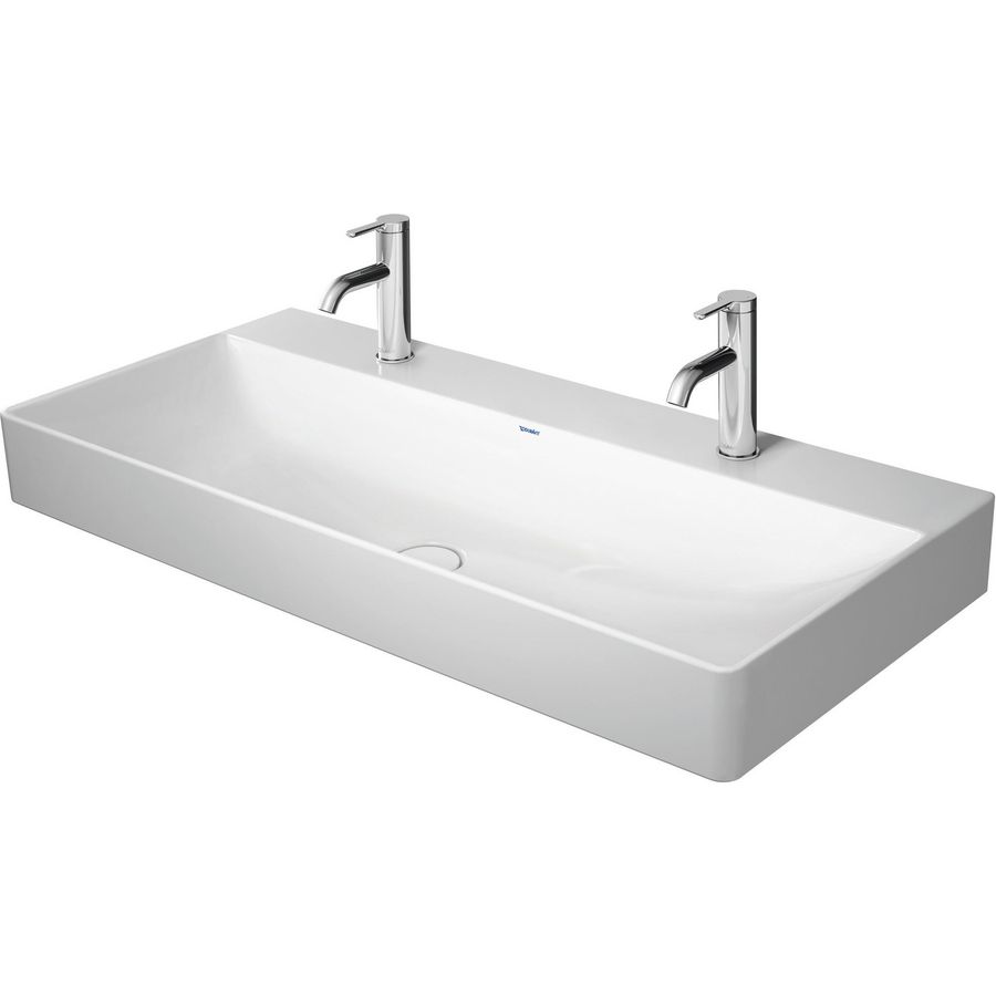 DURASQUARE #235310 wastafel 1000mm wit met 2 kraangaten