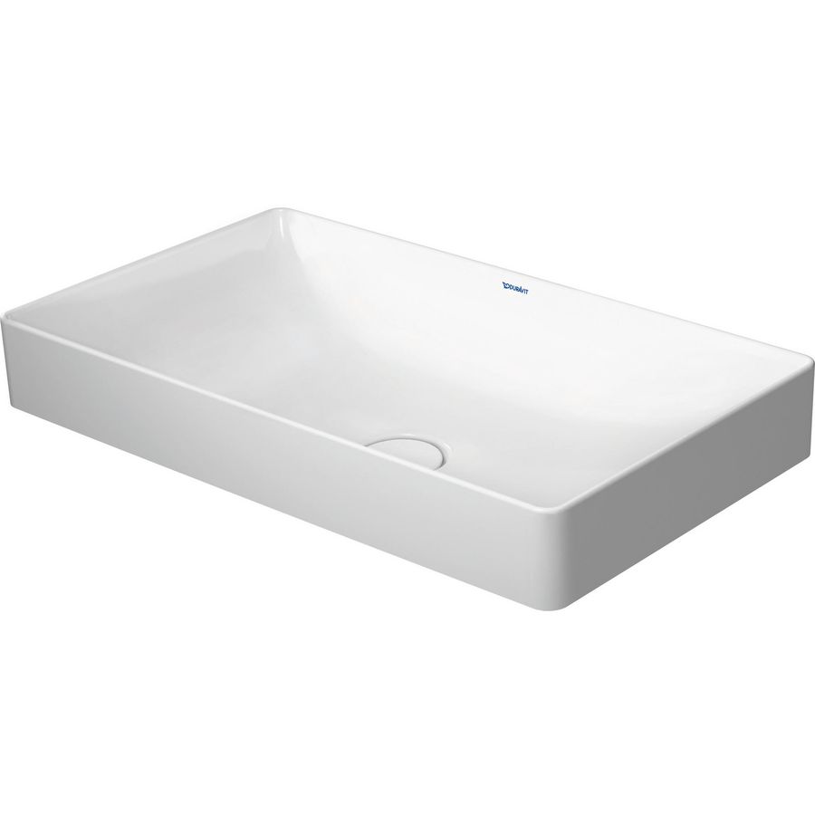 DURASQUARE #235560 opzetwastafel 600mm wit zonder kraangat geslepen onderzijde