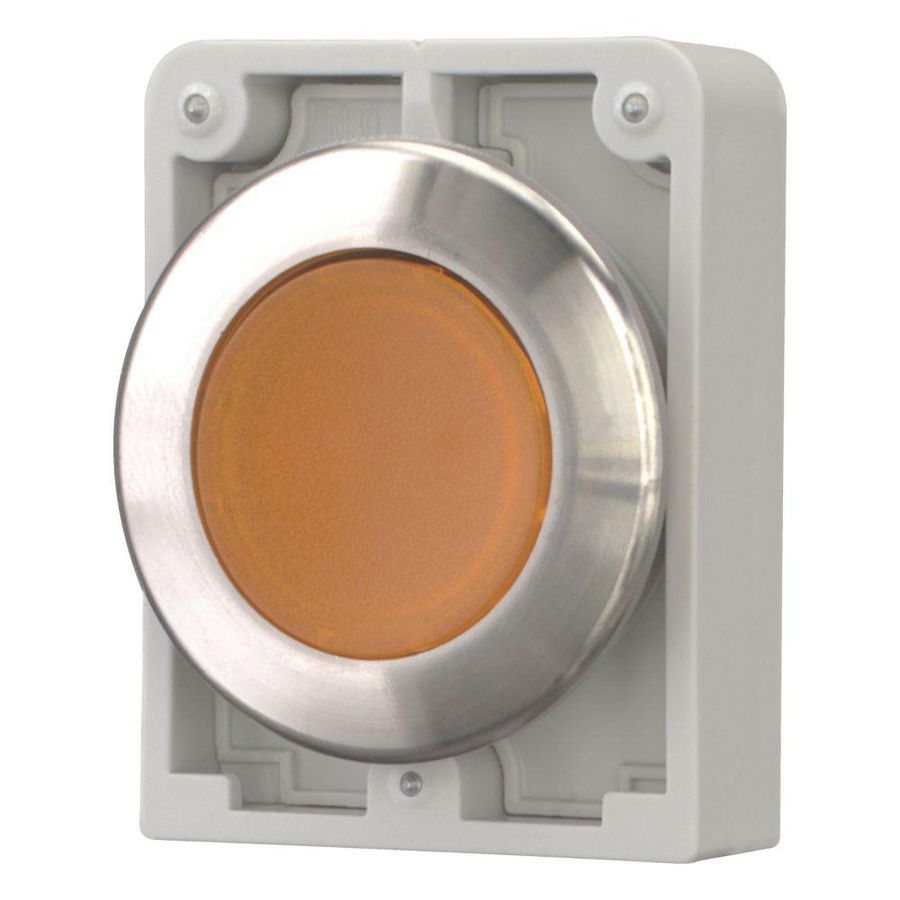 Signaaldrukknop 30mm RVS vlak amber terugverend