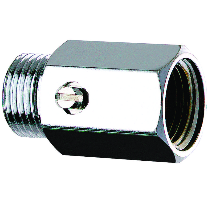 Aansluitstuk recht STOP vernikkeld MF1/2" L.35
