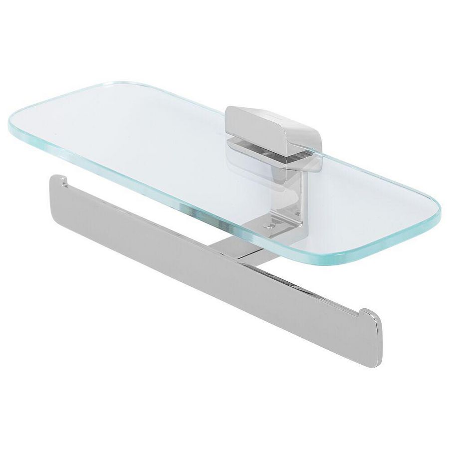 Closetrolhouder dubbel chroom planchet transparant glas SHIFT