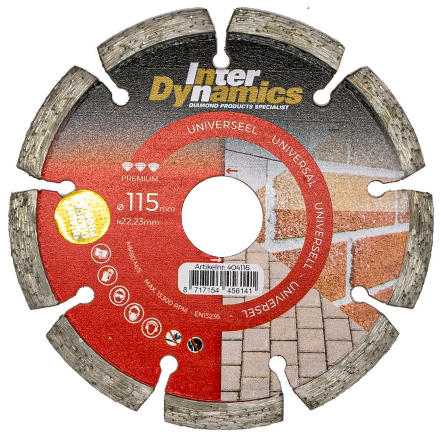 Universeel Premium diamantzaagblad 115mm asgat 22.23mm