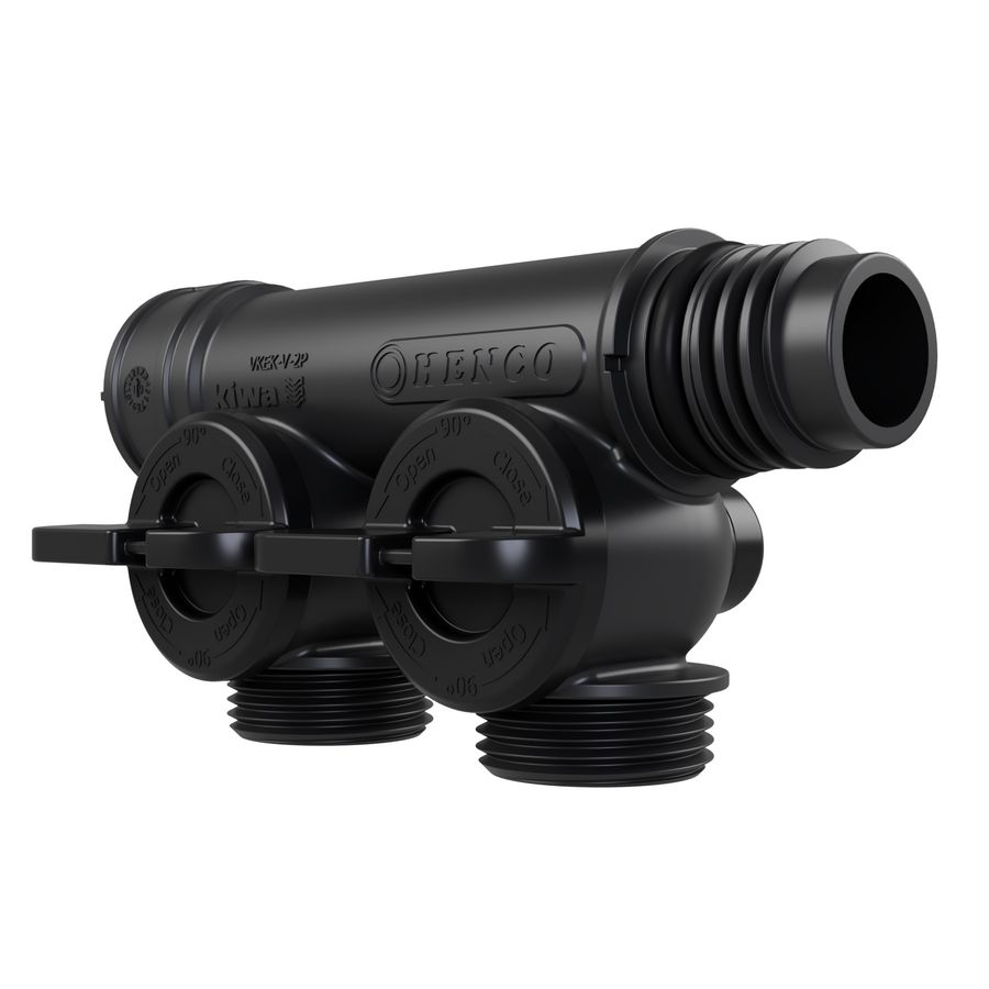 Kunststof leidingverdeler PRO-FLOW koppelbaar 2x P euroconus - draaiknoppen zwart