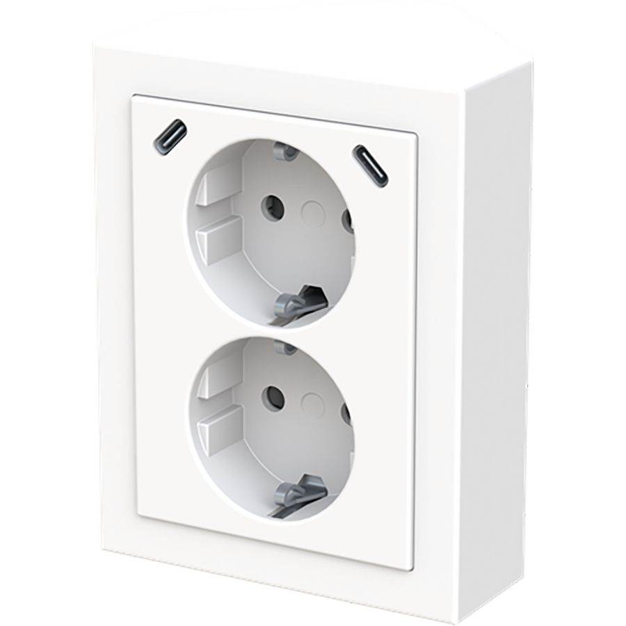 wandcontactdoos ra dubbel kv + USB-C/C hoekmontage Future studiowit