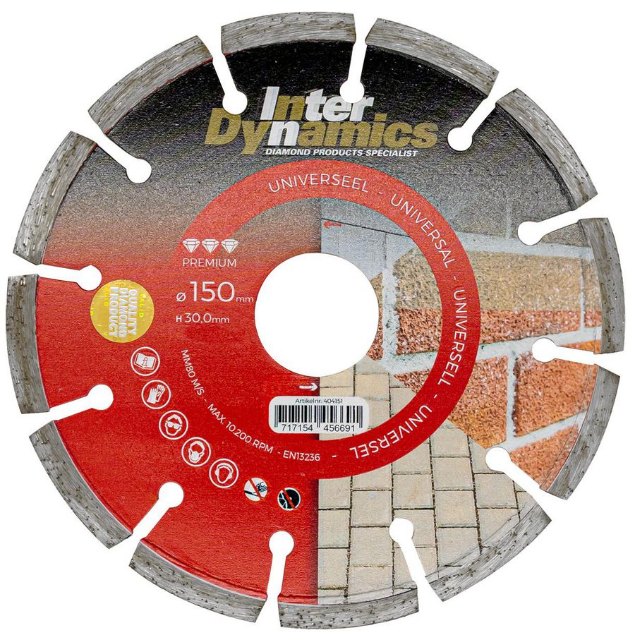Universeel Premium diamantzaagblad 150mm asgat 30.0mm