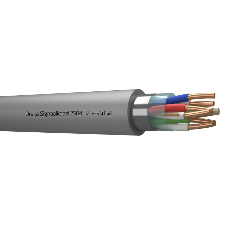 Haspel a 500m. signaal kabel afg B2ca gy# 4x2x0,8mm 2504
