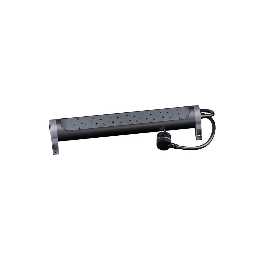 Contactdoos standaard 6x2P + A 1,5m. zwart VVE=5